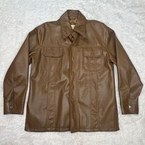 Vintage Tarleton Women's Brown‎ Faux Leather Button Front Size L 1970's Korea